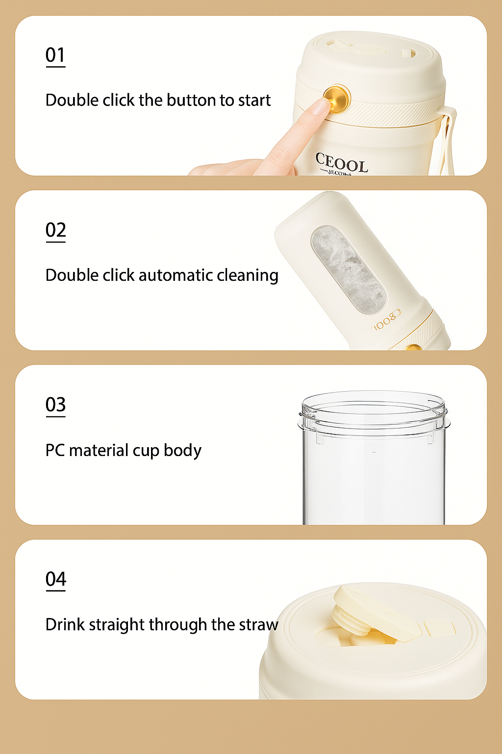 Ceool Portable Juicer Cup - Ice Crushing Mini Blender